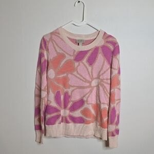 AnyBody Sz Medium Pink and Orange Floral Sweater